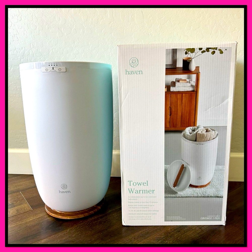 ❤️‍🔥NIB❤️‍🔥Haven Towel Warmer in White/Wood
